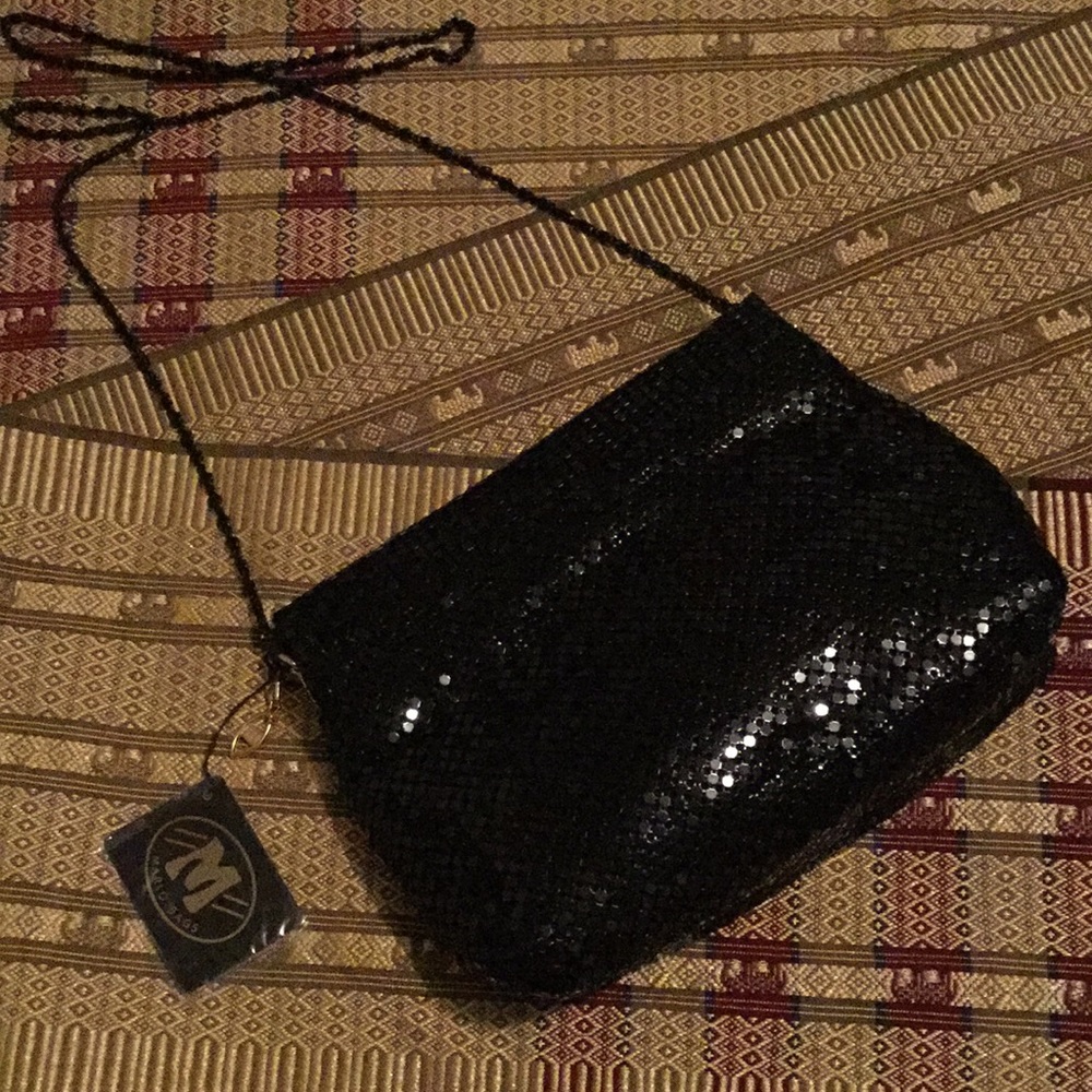 Vintage MARLO Metallic Mesh Chain Crossbody Bag.